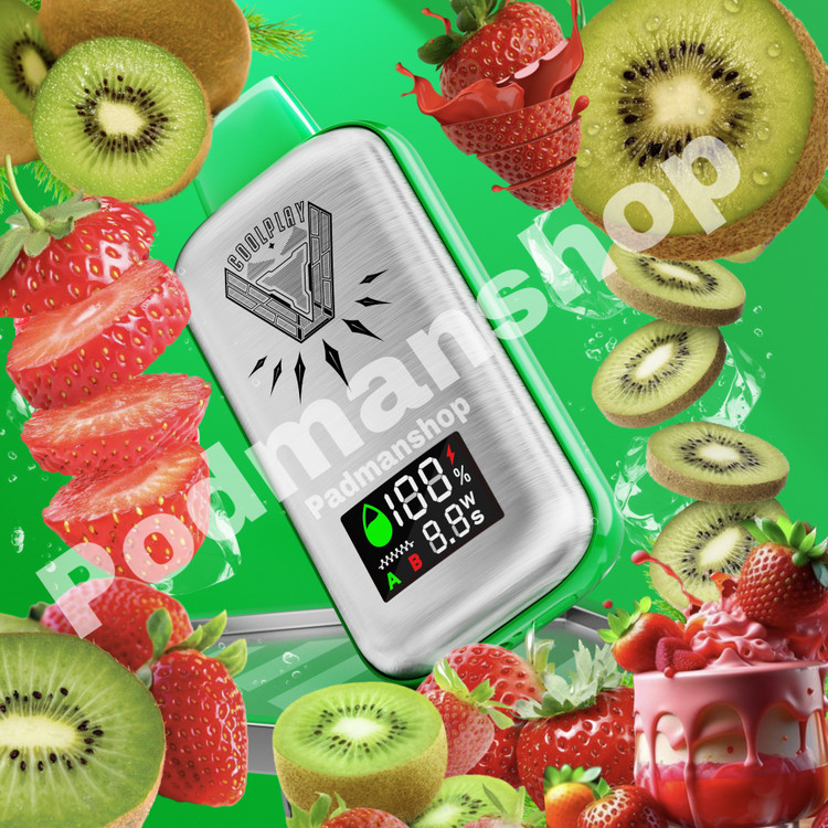 Coolplay Turbo 16000 Puffs Strawberry Kiwi|پاد یکبار مصرف کول پلی 16000 پاف با طعم میکس توت فرنگی و کیوی|پادمن شاپ|