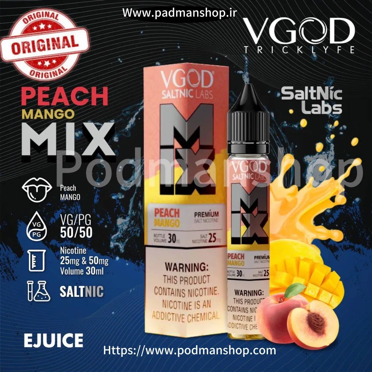 VGOD Mix Peach Mango Nicotine Salt|پادمن شاپ|