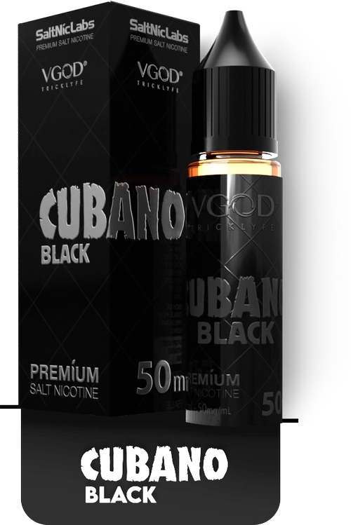 سالت نیکوتین VGOD Cubano Black با طعم توباکو و کاستارد وانیلی، نشان‌دهنده تعادل عالی بین طعم غنی توباکو و شیرینی ملایم کاستارد