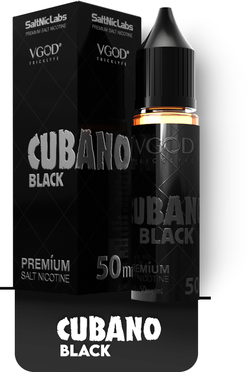 سالت نیکوتین VGOD Cubano Black با طعم توباکو و کاستارد وانیلی، نشاندهنده تعادل عالی بین طعم غنی توباکو و شیرینی ملایم کاستارد
