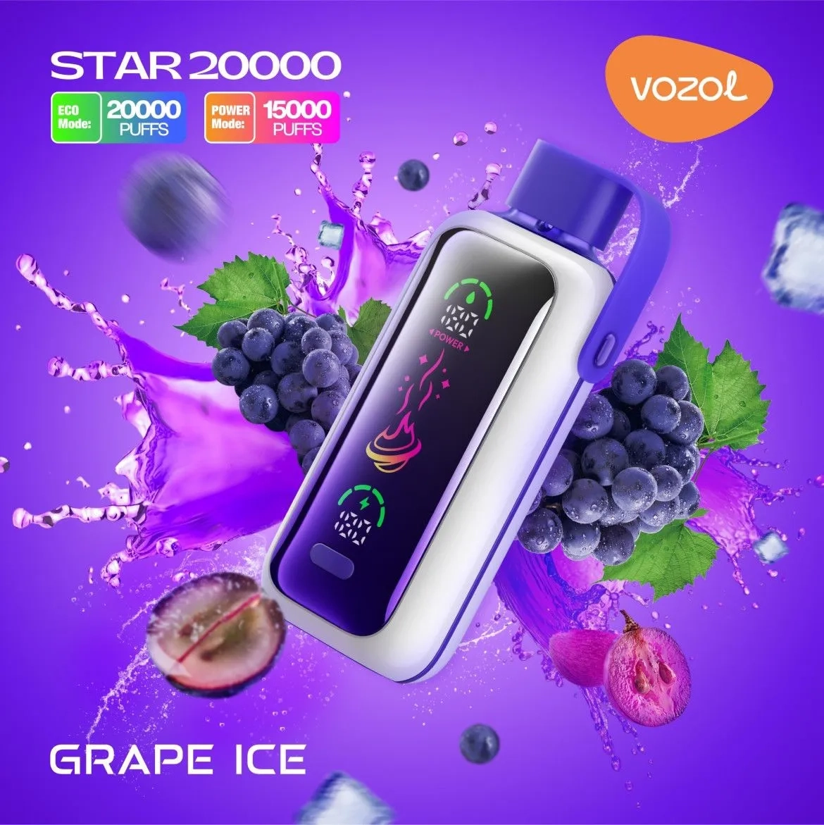 VOZOL STAR 20000 PUFF GRAPE ICE |پاد من شاپ |