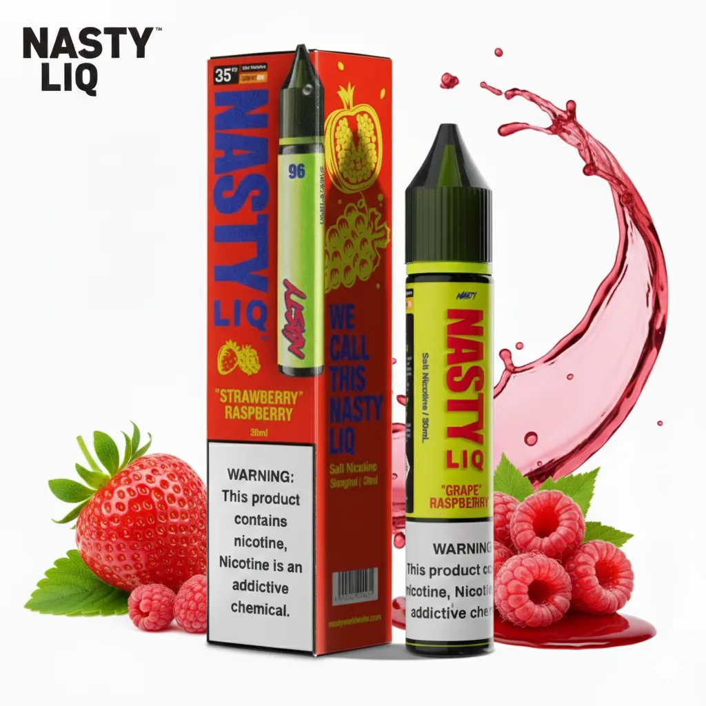 سالت نیکوتین Nasty Strawberry Raspberry | طعم میوه‌ای توت فرنگی و تمشک |پادمن شاپ |