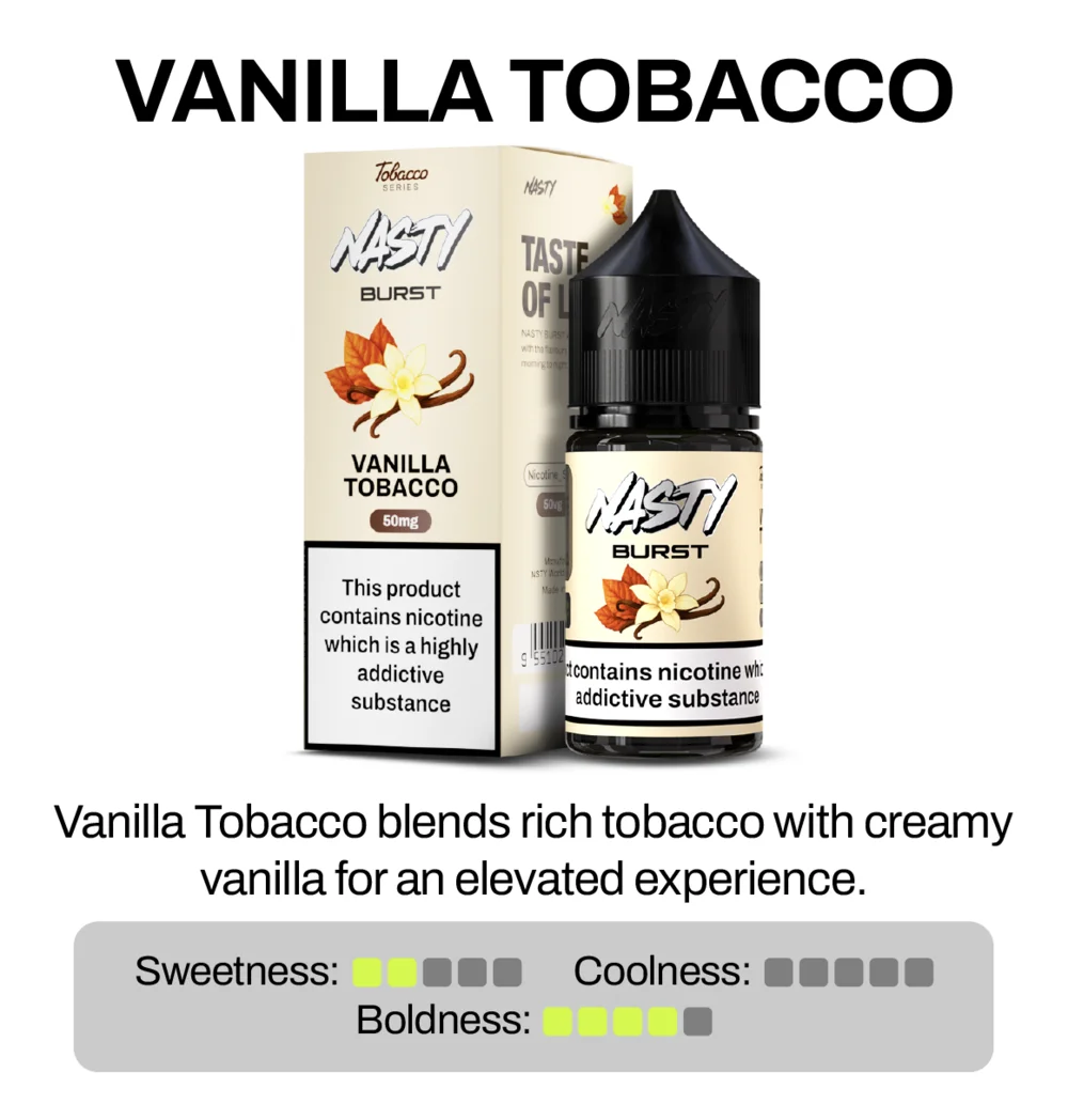 Nasty Burst Tobacco Vanilla Tobacco  Nic Salt E-Liquid