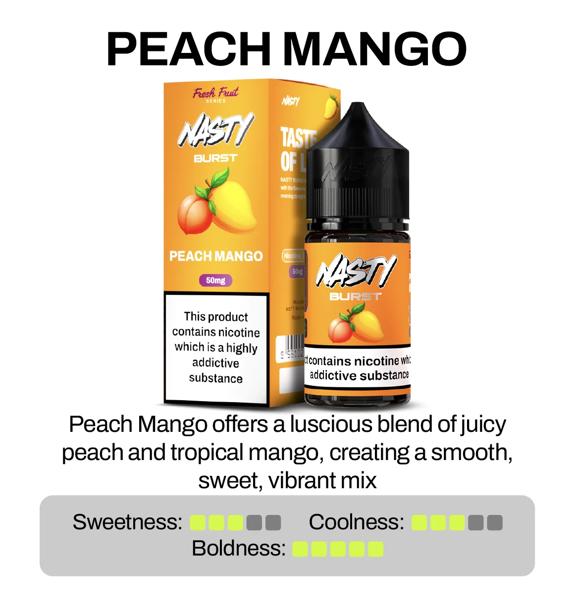 Nasty Burst Peach Mango Nic Salt E-Liquid