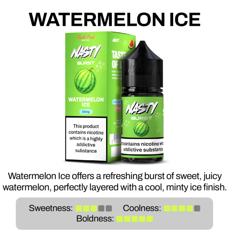 Nasty Burst Watermelon Ice Nic Salt E-Liquid
