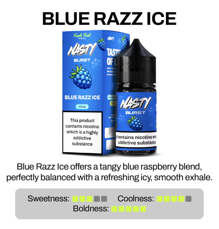 Nasty Burst Blue Razz Ice Nic Salt E-Liquid