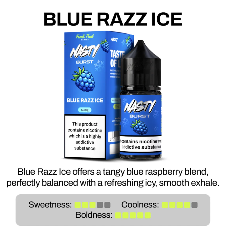 Nasty Burst Blue Razz Ice Nic Salt E-Liquid