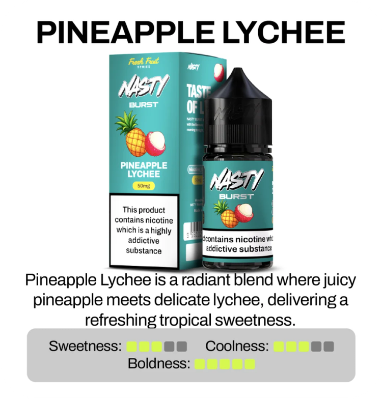 Nasty Burst Pinapple Lychee Nic Salt E-Liquid