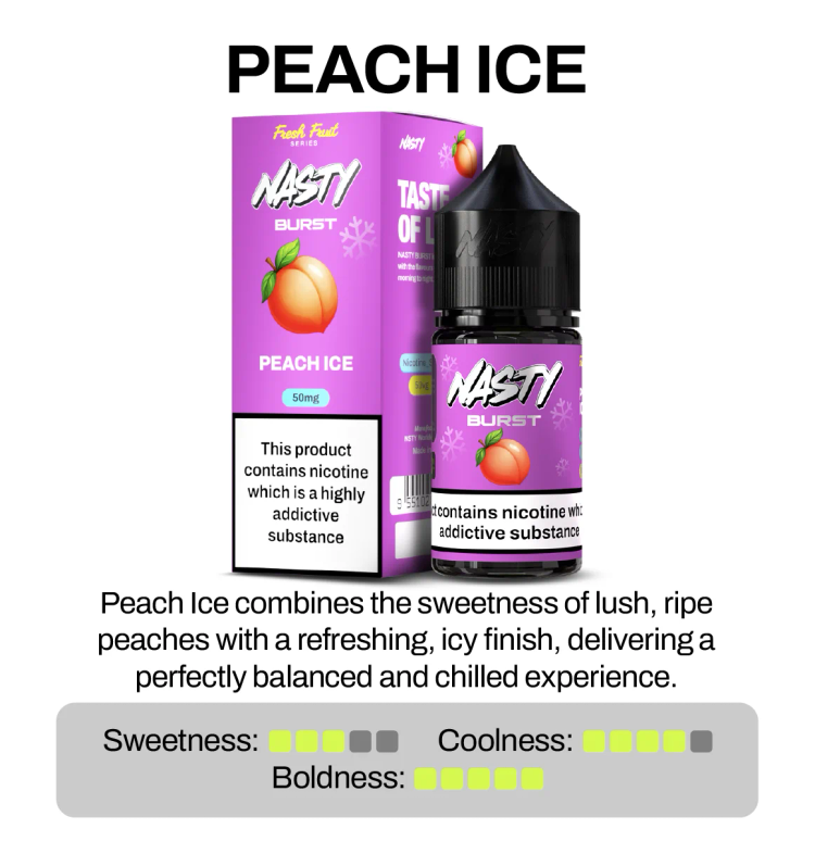 Nasty Burst Peach Ice Nic Salt E-Liquid