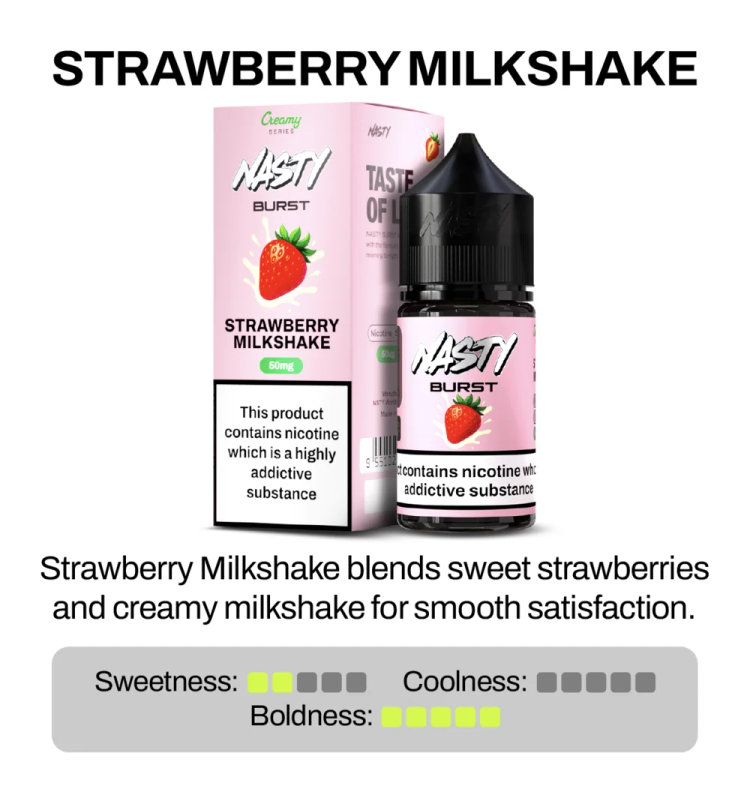 Nasty Burst Strawberry Milkshake Nic Salt E-Liquid